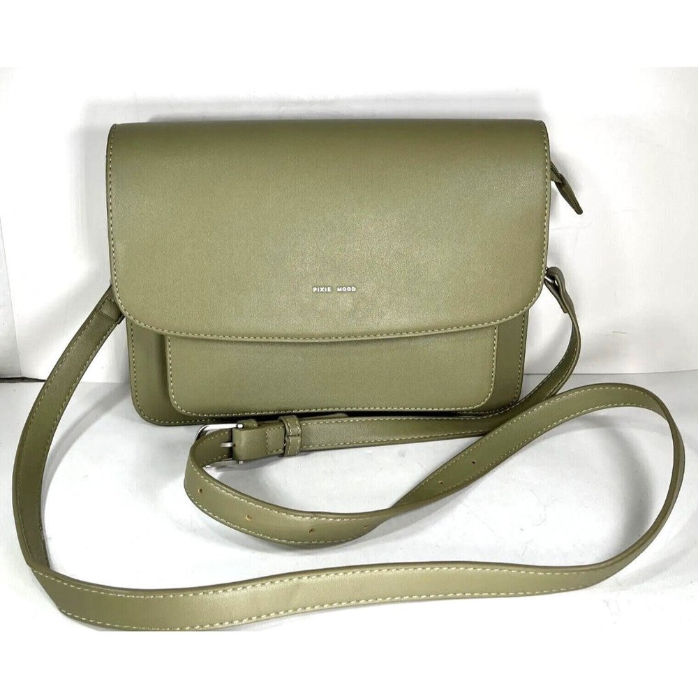 Pixie Mood Zoe Olive Green Vegan Faux Leather Crossbody Shoulder Bag